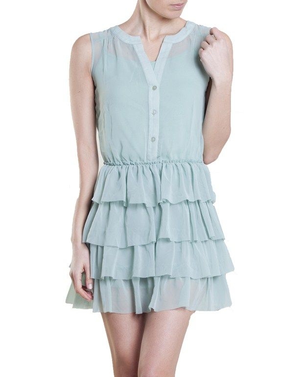 Vestido volantes aguamarina